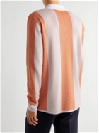 Mr P. - Striped Two-Tone Honeycomb-Knit Cotton-Blend Polo Shirt - Orange