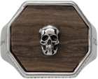 Alexander McQueen Silver & Brown Skull Signet Ring