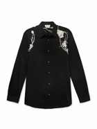Alexander McQueen - Slim-Fit Embroidered Cotton-Poplin Shirt - Black