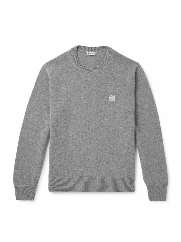 Photo: LOEWE - Anagram Logo-Embroidered Wool Sweater - Gray
