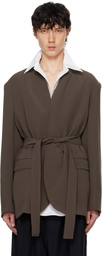 RAINMAKER KYOTO Taupe Stand Up Shawl Collar Blazer