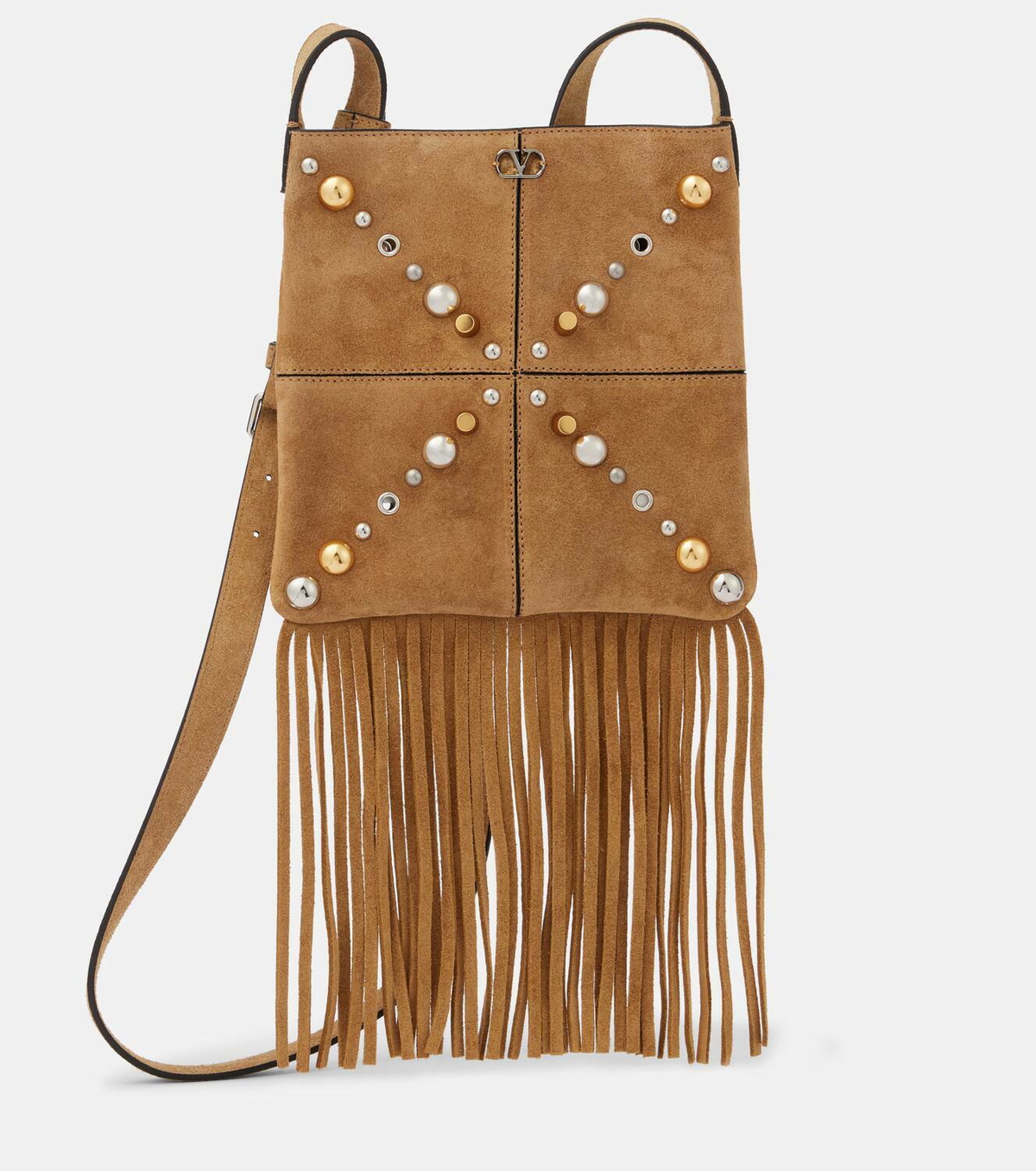 Valentino Garavani Nellcôte Small fringed suede shoulder bag