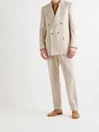 UMIT BENAN B - Andy Double-Breasted Silk-Twill Suit Jacket - Neutrals