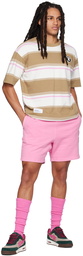 AAPE by A Bathing Ape Pink Embroidered Shorts