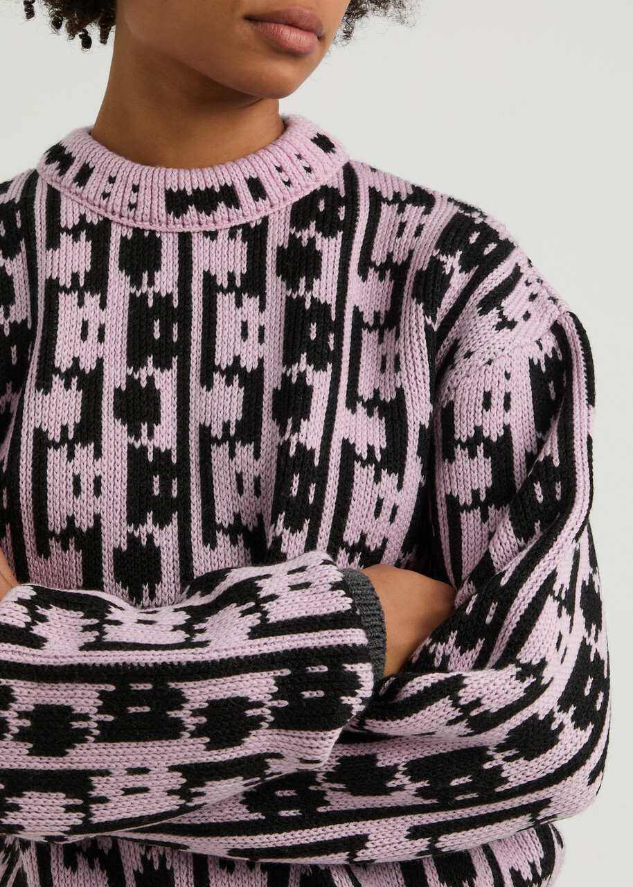 Meryll Rogge Maze-intarsia Wool Jumper Black