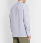 Rubinacci - Guru Grandad-Collar Striped Linen Half-Placket Shirt - Blue