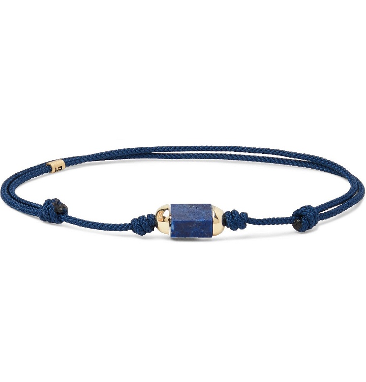 Photo: LUIS MORAIS - Malachite, 14-Karat Gold and Cord Bracelet - Blue
