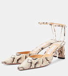 Aquazzura Blade 65 snake-print leather pumps