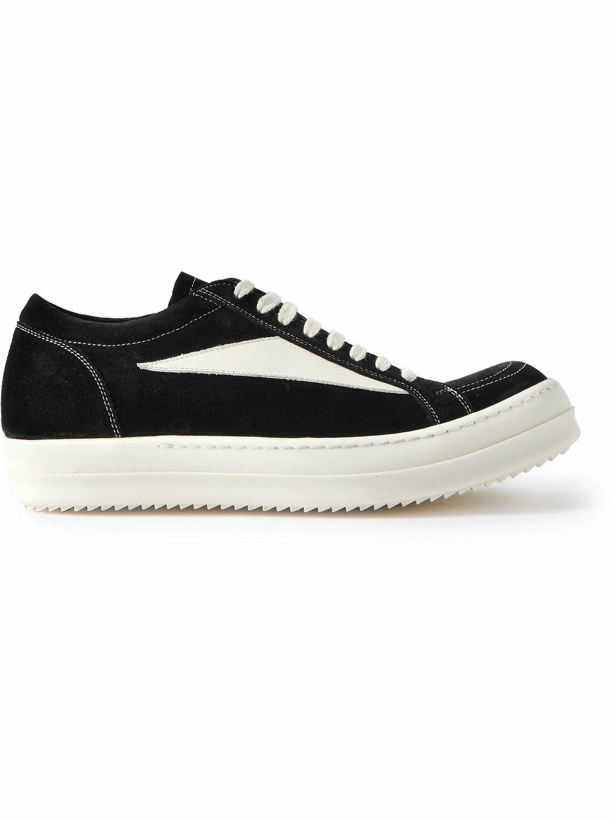 Photo: Rick Owens - Leather-Trimmed Suede Sneakers - Black