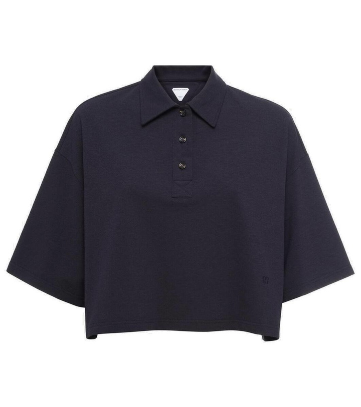 Photo: Bottega Veneta Cropped cotton-blend piqué polo shirt