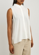Eileen Fisher Sleeveless Silk-georgette Shirt Ivory