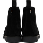 BOSS Black Suede Signature-Stripe Stitching Chelsea Boots