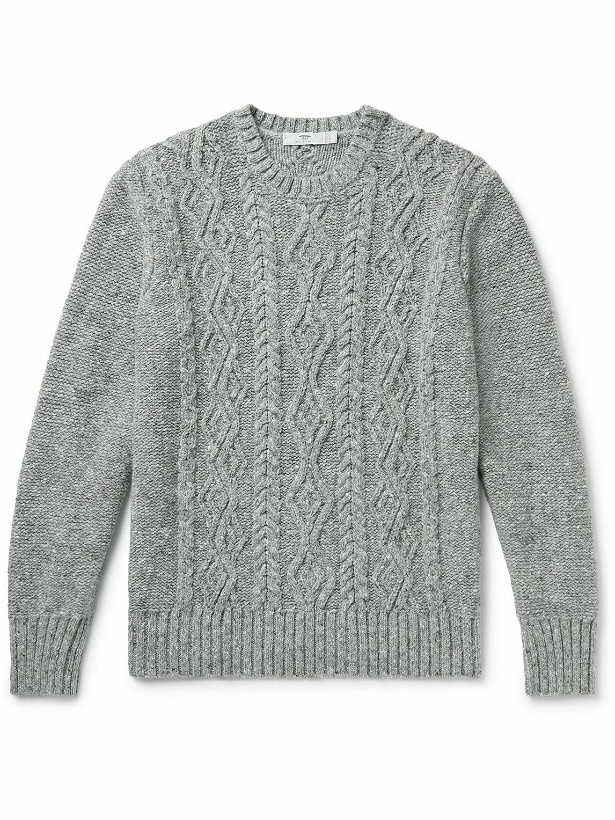 Photo: Inis Meáin - Cable-Knit Donegal Merino Wool and Cashmere-Blend Sweater - Gray