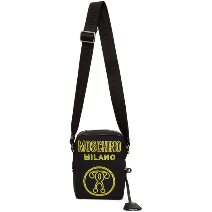 Photo: Moschino Black Neon Logo Messenger Bag
