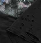 AMIRI - Distressed Printed Cotton-Jersey T-Shirt - Black