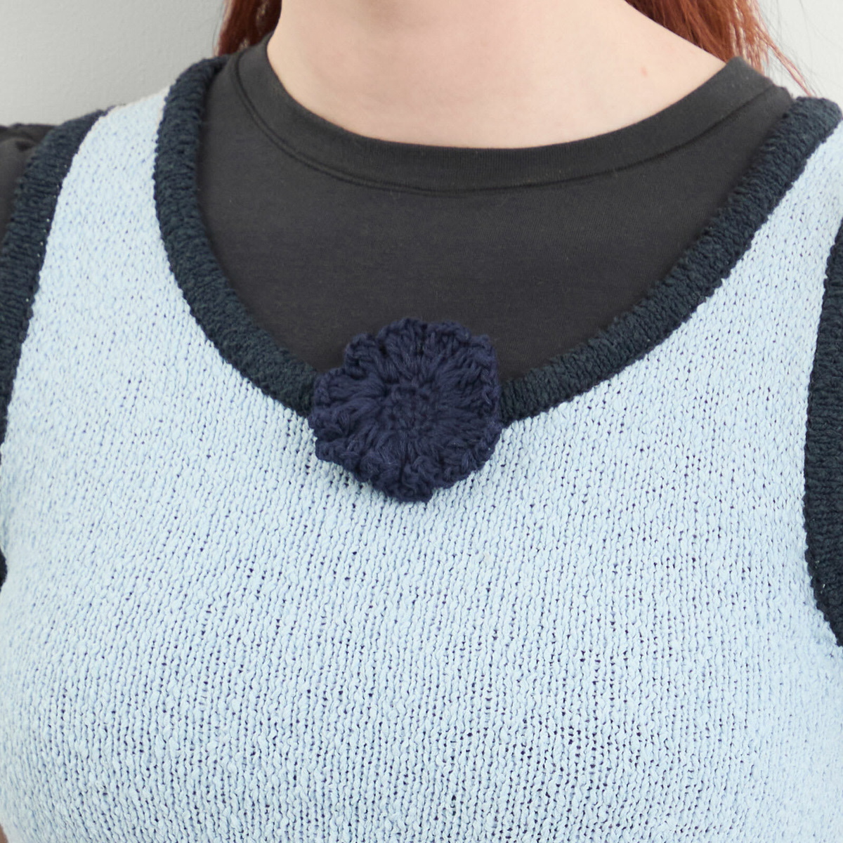 Kijun Women's Corsage Ruffle Knit Vest in Sky Blue