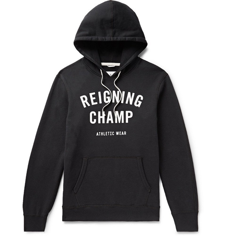 Photo: Reigning Champ - Logo-Print Loopback Cotton-Jersey Hoodie - Men - Black