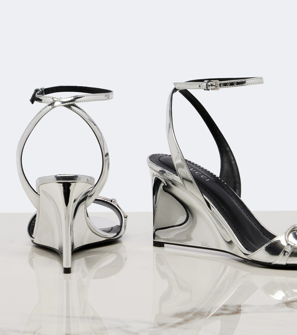 Gucci Donna leather wedge sandals