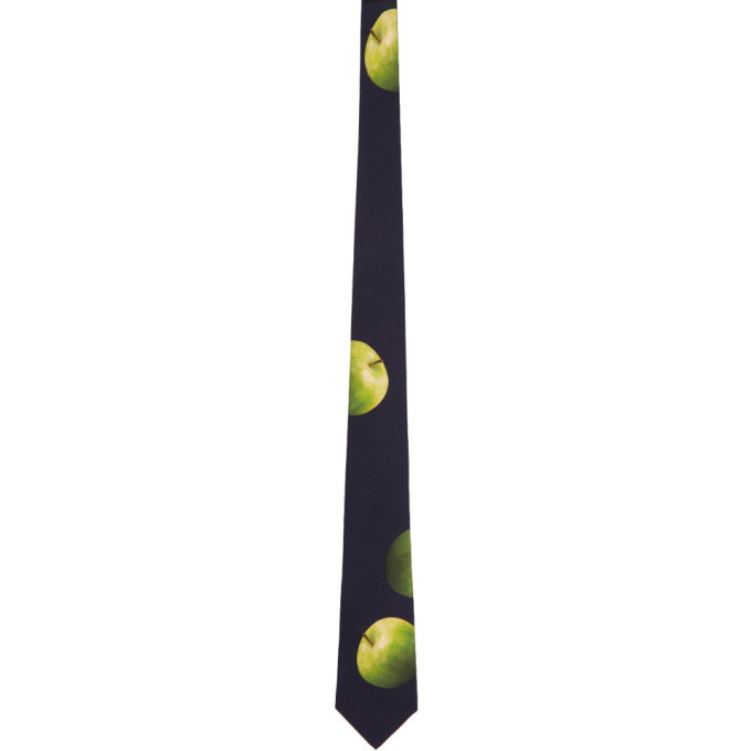 Paul Smith 50th Anniversary Black and Green Apple Tie Paul & Shark