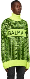 Balmain Black & Green Mohair Turtleneck