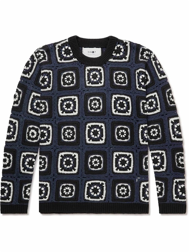 Photo: NN07 - Crocheted Wool-Blend Sweater - Blue