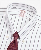 Brooks Brothers Men's Madison Relaxed-Fit Dress Shirt, Non-Iron Royal Oxford Stripe | Purple