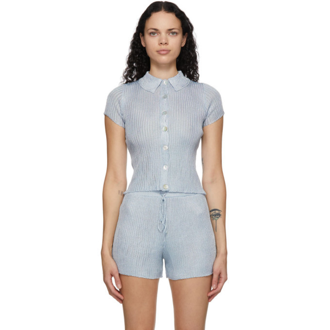 Photo: Calle Del Mar Blue Ribbed Short Sleeve Shirt