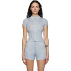 Calle Del Mar Blue Ribbed Short Sleeve Shirt