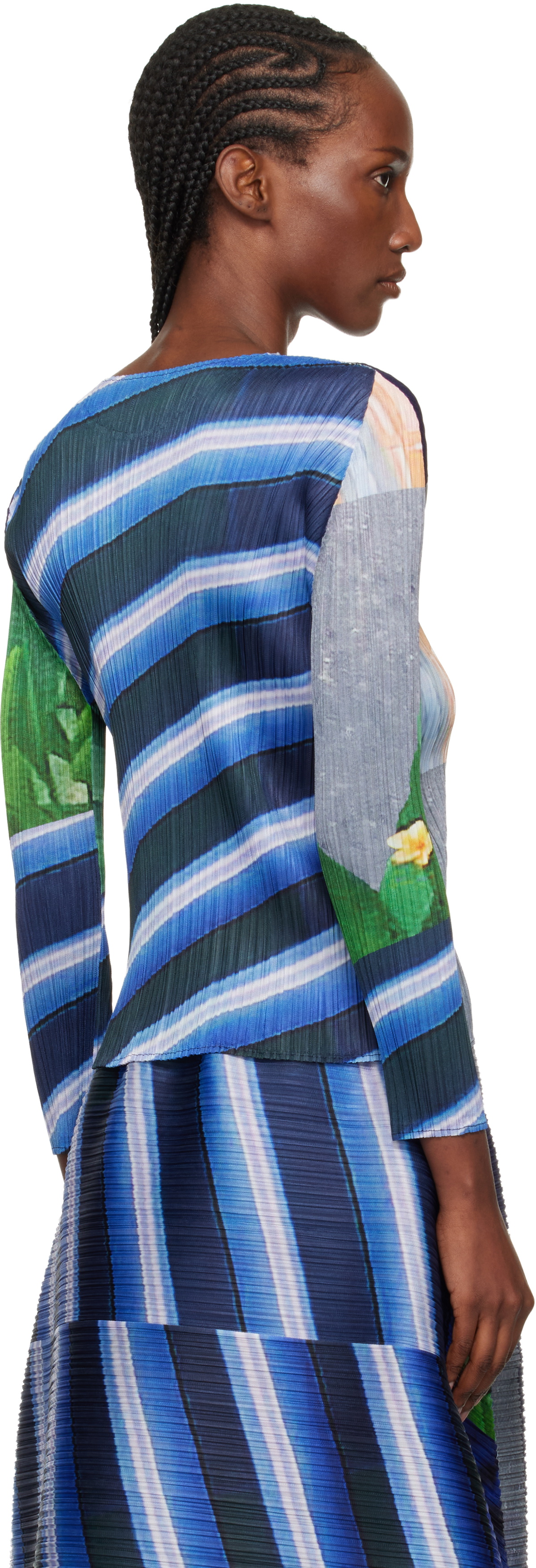 PLEATS PLEASE ISSEY MIYAKE Gray & Navy City Collage T-shirt
