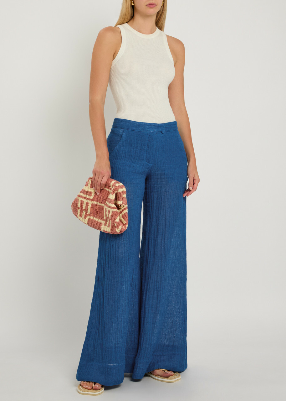Lisa Marie Fernandez Wide-leg Linen-blend Trousers Blue