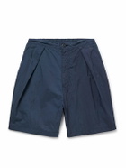 Blue Blue Japan - Tapered Pleated Indigo-Dyed Nylon Shorts - Blue