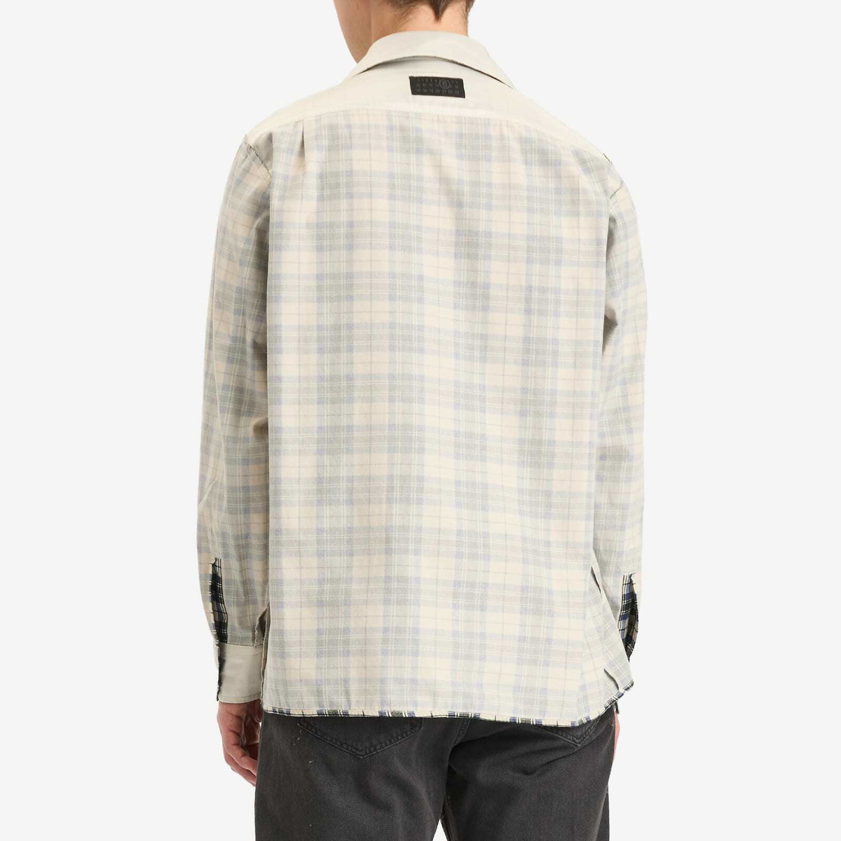 MM6 チェックシャツ MM6 Maison Margiela Men's Reversible Plaid Check Shirt in Black