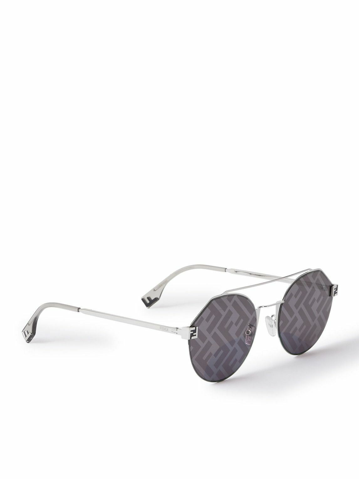 FENDI Aviator-Style Logo-Print Tortoiseshell Acetate Sunglasses