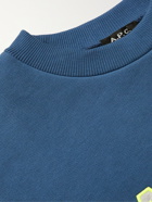 A.P.C. - Hugues Logo-Embroidered Cotton-Jersey Sweatshirt - Blue