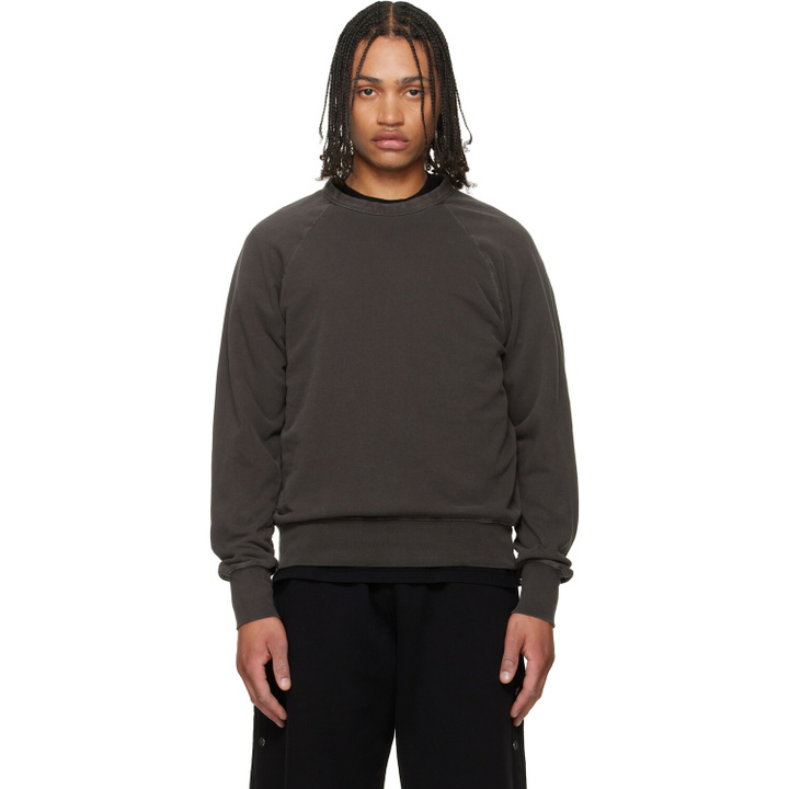 Photo: Les Tien Gray French Terry Binded Neck Raglan Sweatshirt