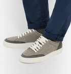 Brunello Cucinelli - Leather-Trimmed Nubuck Sneakers - Men - Gray