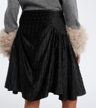 Jacques Wei Embellished ruched satin miniskirt