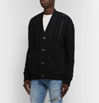 AMIRI - Oversized Distressed Cable-Knit Wool and Cashmere-Blend Cardigan - Black