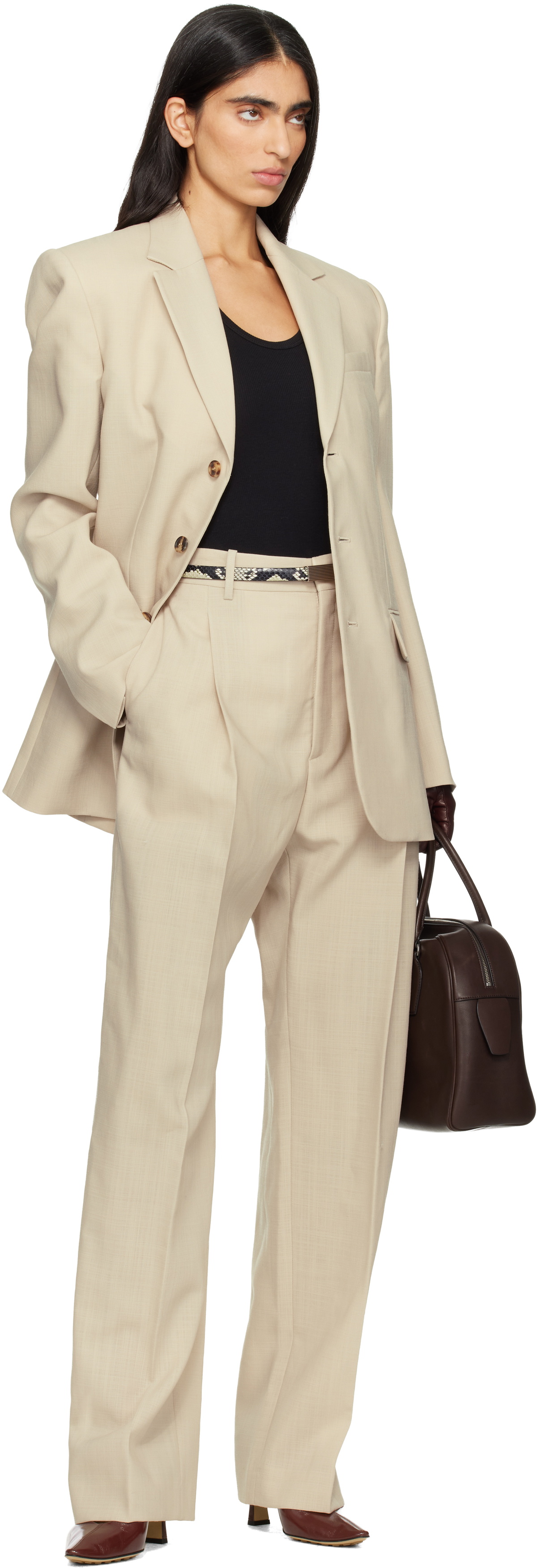 WARDROBE.NYC Beige Light Longline Blazer