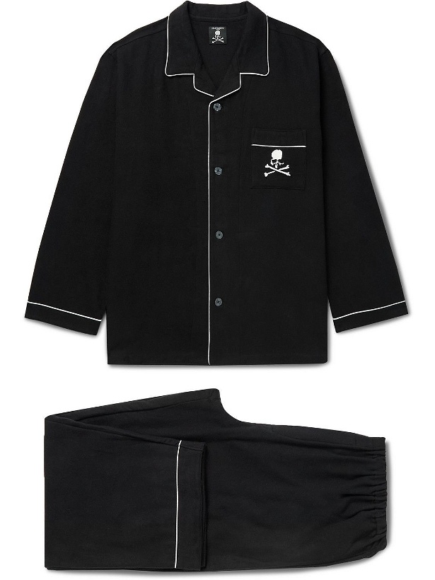 Photo: Mastermind World - Logo-Embroidered Brushed-Cotton Pyjama Set - Black