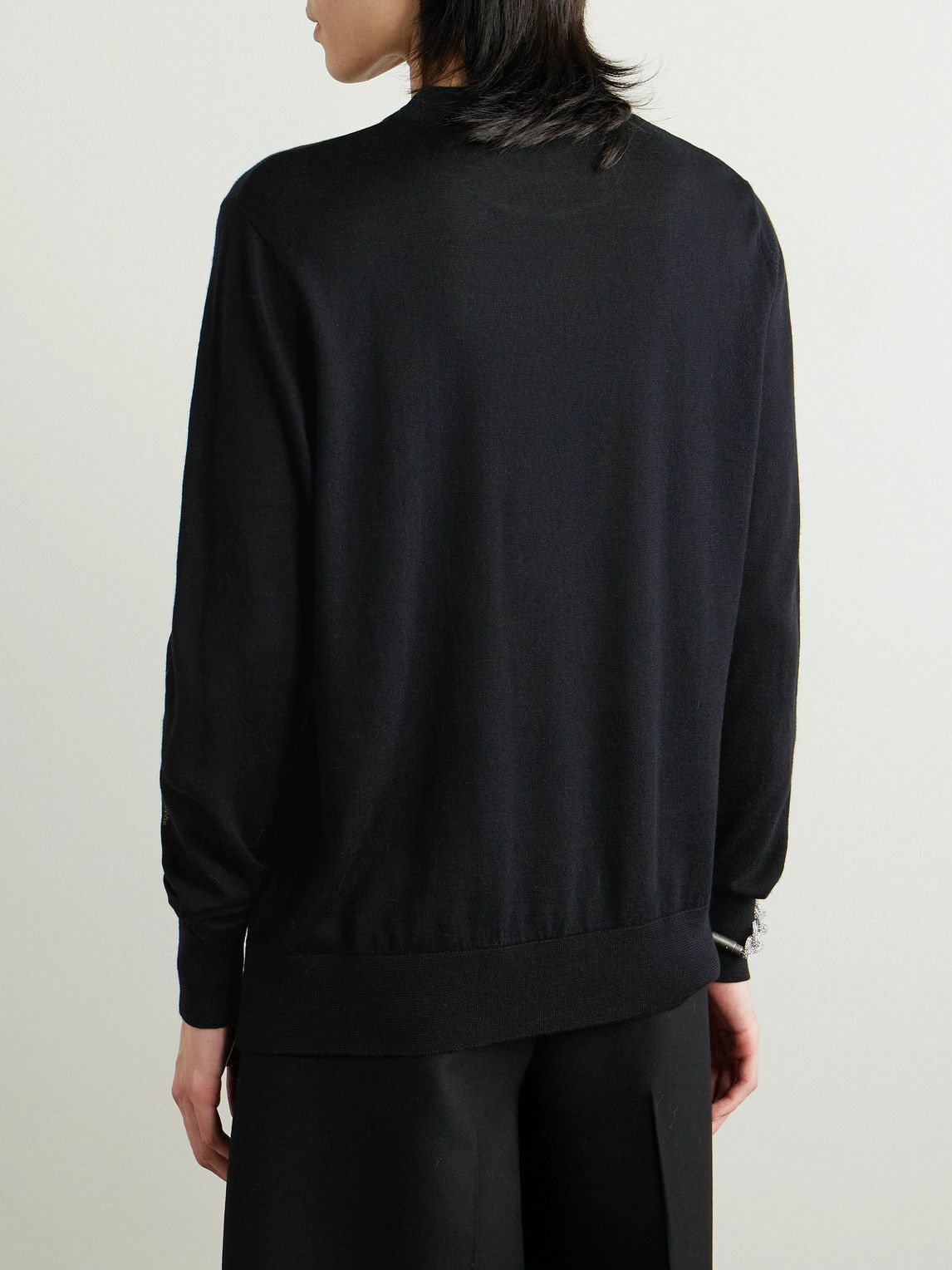 Simone Rocha - Carnation Intarsia Wool and Silk-Blend Sweater - Black