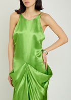 Khaite Kent Draped Satin Midi Dress Green