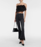 Veronica Beard Carson high-rise feather-trimmed flared jeans