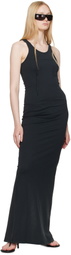 MM6 Maison Margiela Black Heavy Cotton Jersey Maxi Dress