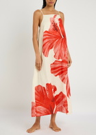 Desmond & Dempsey Floral-printed Linen Night Dress Red