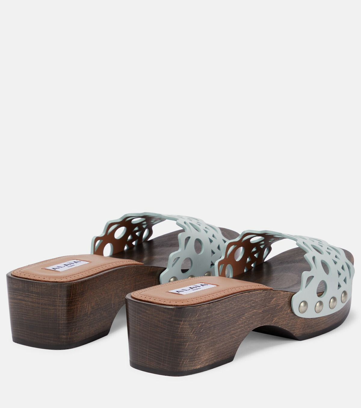 Alaïa Vienne leather and wood slides