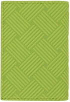 Bottega Veneta Green Embossed Flap Card Holder