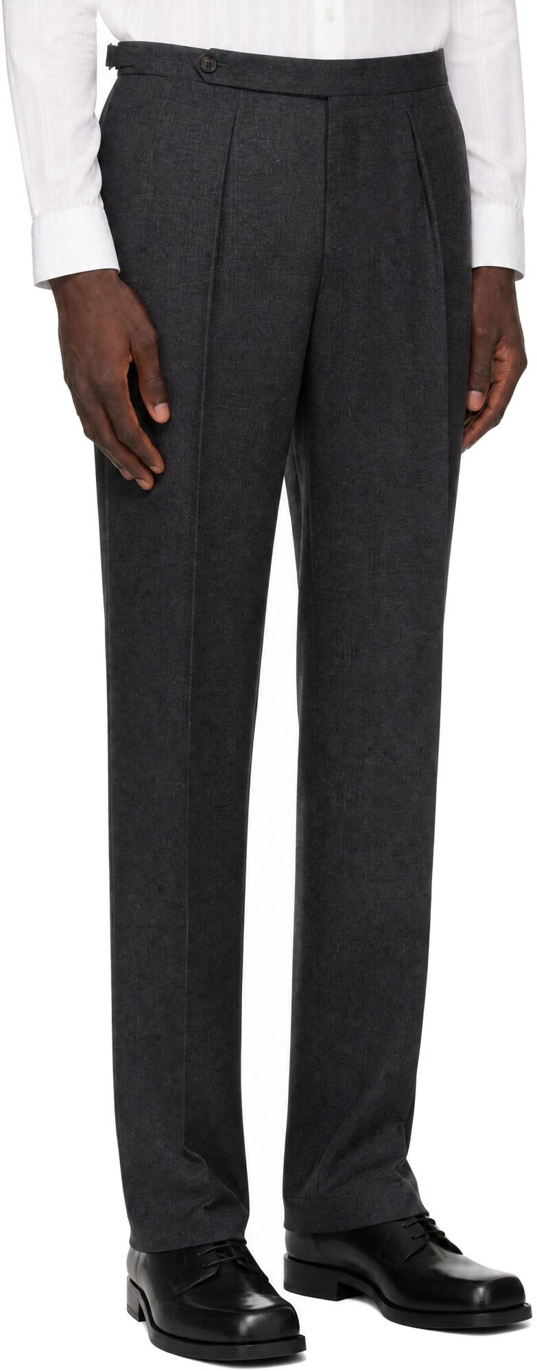 Drake's Gray Tropical Wool Single Pleat Trouser