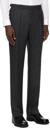 Drake's Gray Tropical Wool Single Pleat Trouser