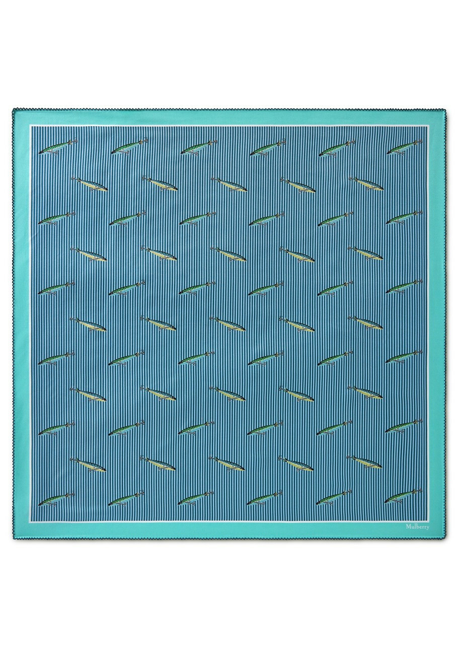Mulberry Printed Silk Twill Scarf - Blue - One Size